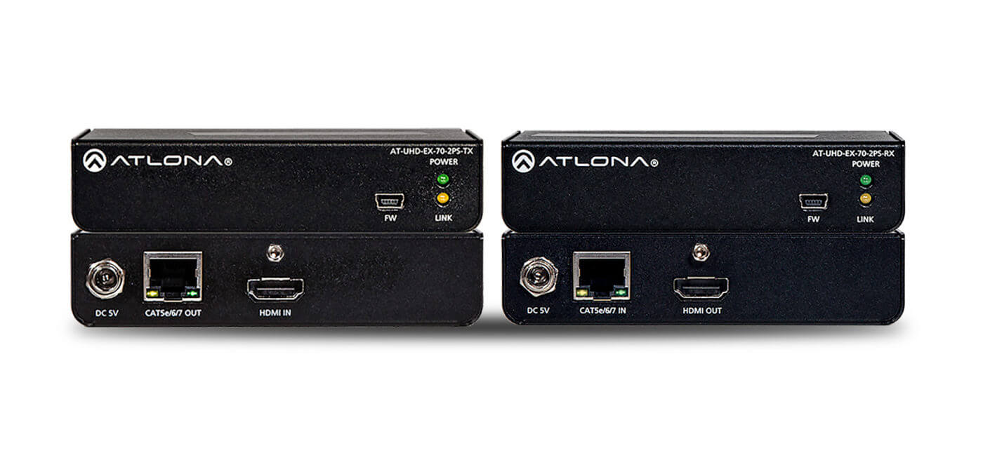 Atlona AT-UHD-EX70-2PS, kit de transmisor / receptor HDBaseT transmisión HDMI de hasta 70 metros